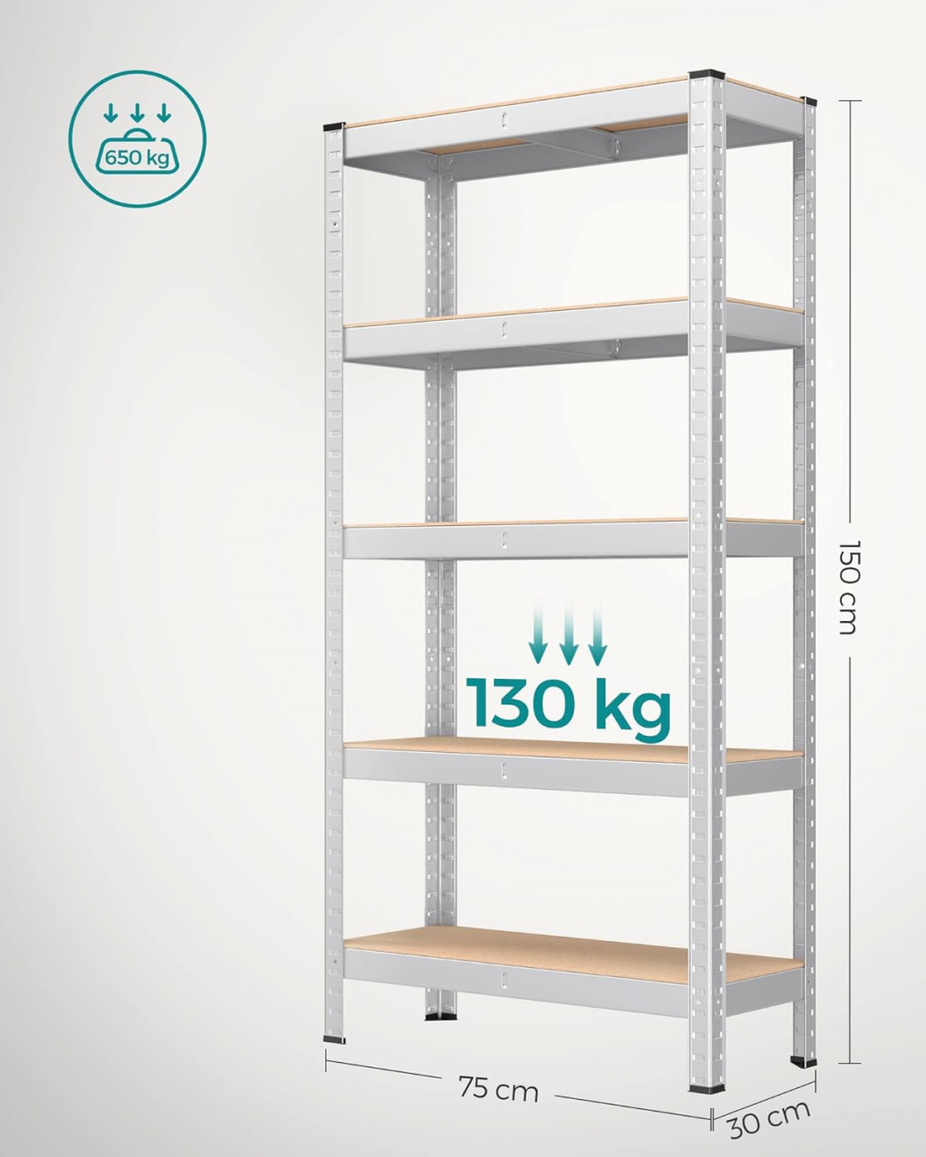 Raft Metalic Model Donald, Argintiu, 150x75x30 cm - 2 | YEO