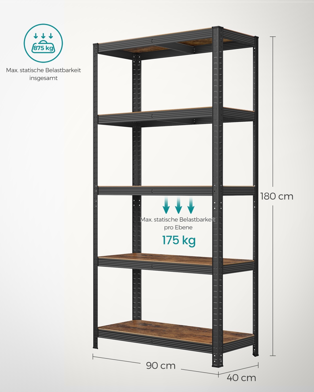 Raft Metalic Model Jovanni, Negru, 180x90x40 cm - 4 | YEO