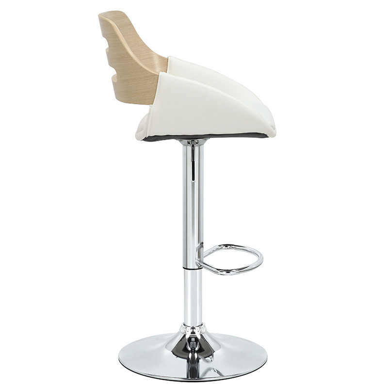 Scaun de bar, inaltime ajustabila,, Model Fern, Alb/Natur, 51x51x89 cm - 2 | YEO