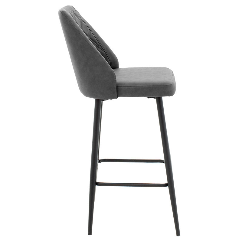 Scaun de bar Inflame inaltime piele ecologica antracit - metal negru - 2 | YEO