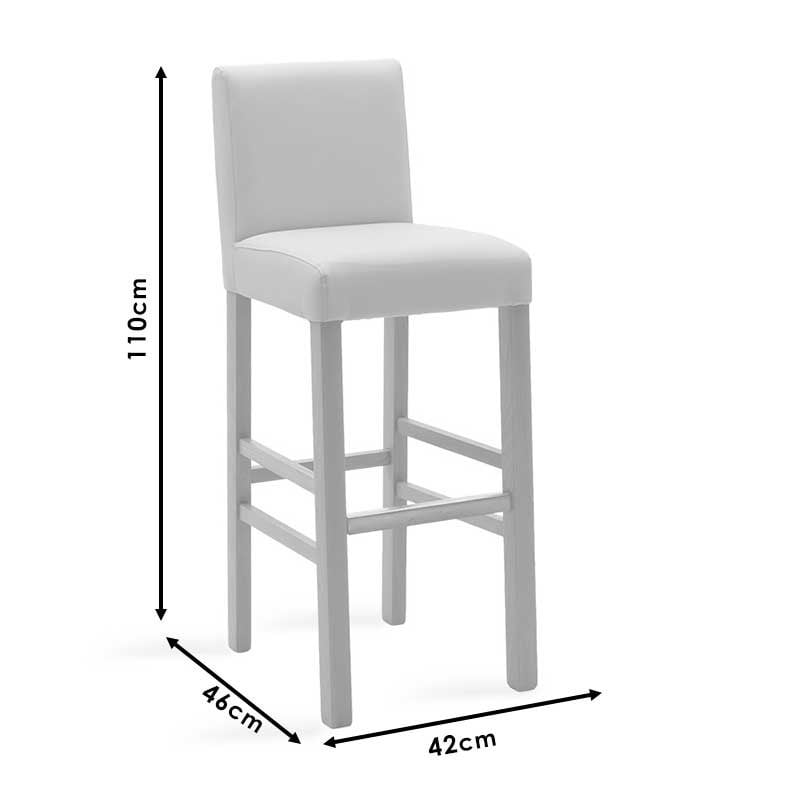 Scaun de bar Model Bari, Ecru/Negru, 42x46x110 cm