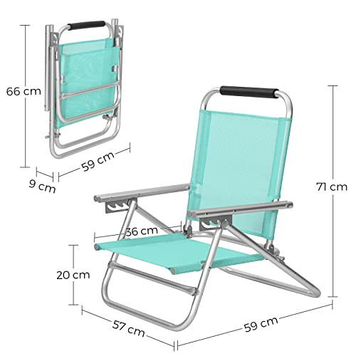Scaun de plaja, Songmics, Verde, 57x59x71 cm - 2 | YEO