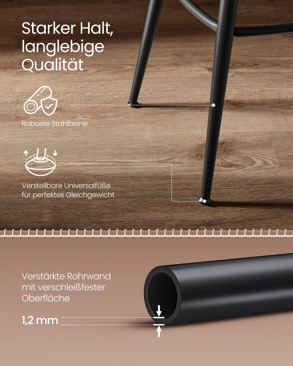 Set 2 scaune de bar Vasagle Maro 56x56x101.5 cm - 3 | YEO