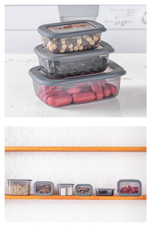 Set 3 cutii de depozitare alimente FOLYBNM-0254, Antracit