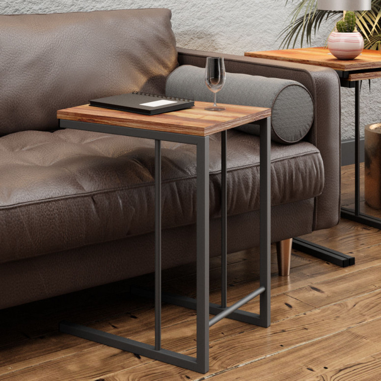 Set 3 Masute de Cafea Model Tucker, 44x40x55/42x35x52/40x29.5x49 cm, Stejar/Gri - 1 | YEO
