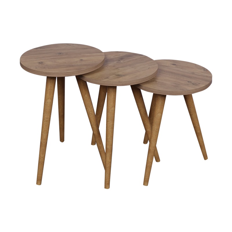 Set 3 Masute Laterale Model Perjene, Natur - 1 | YEO
