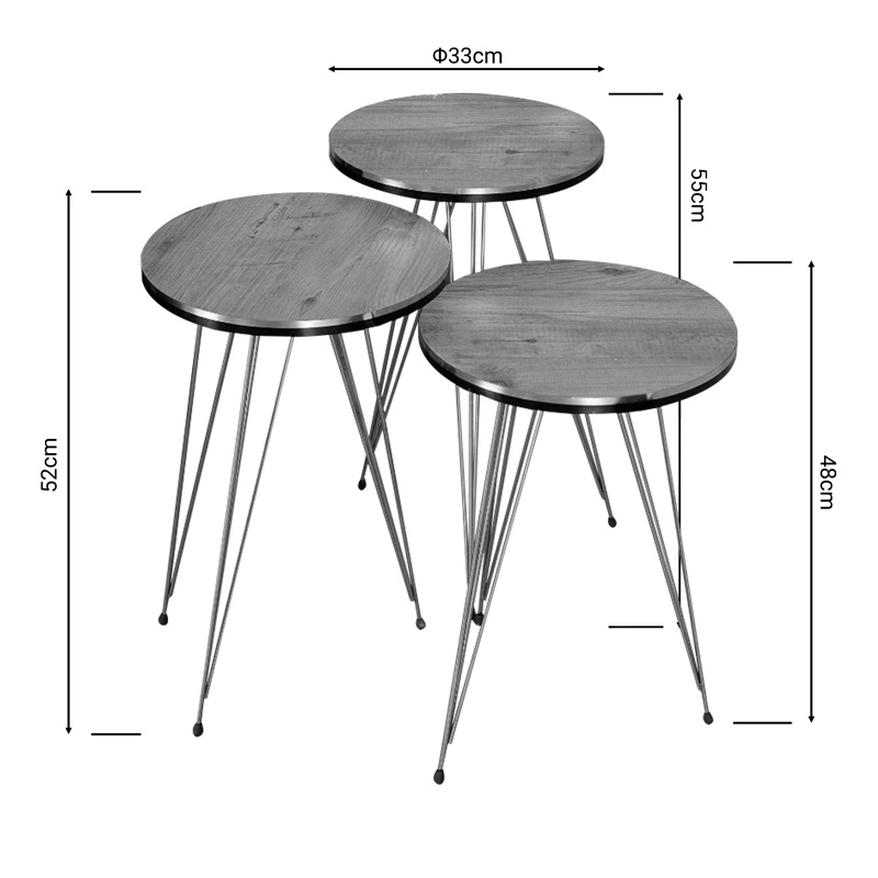 Set 3 Masute Laterale Model Wakmi, Marmorat/Auriu - 2 | YEO