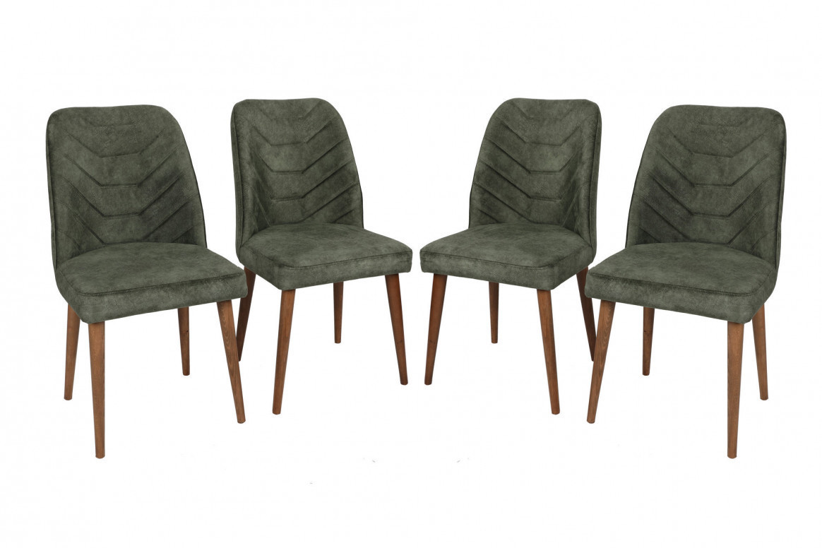 Set 4 scaune Model Dallas, Verde/Nuc, 50x49x90 cm