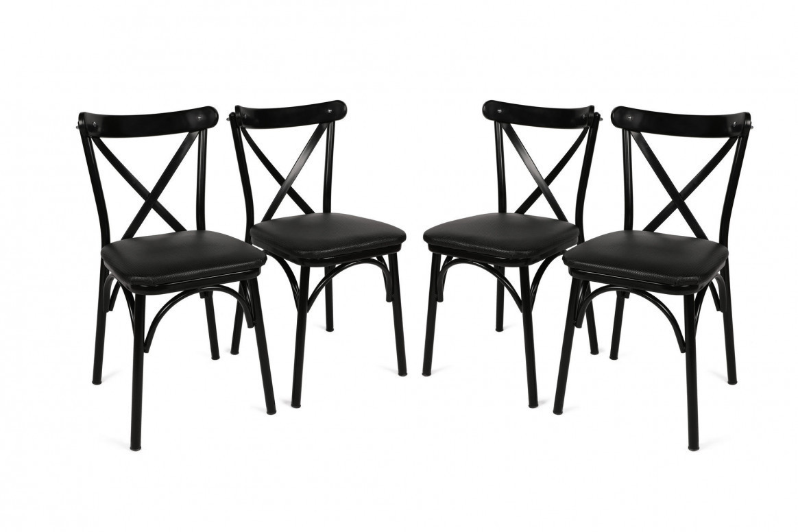 Set 4 scaune Model Ekol, Negru, 42x40x81 cm