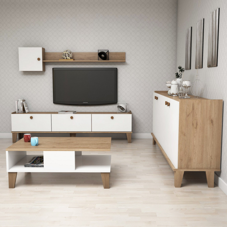 Set Complet Living Sumer G7020 Oak-Alb - 1 | YEO