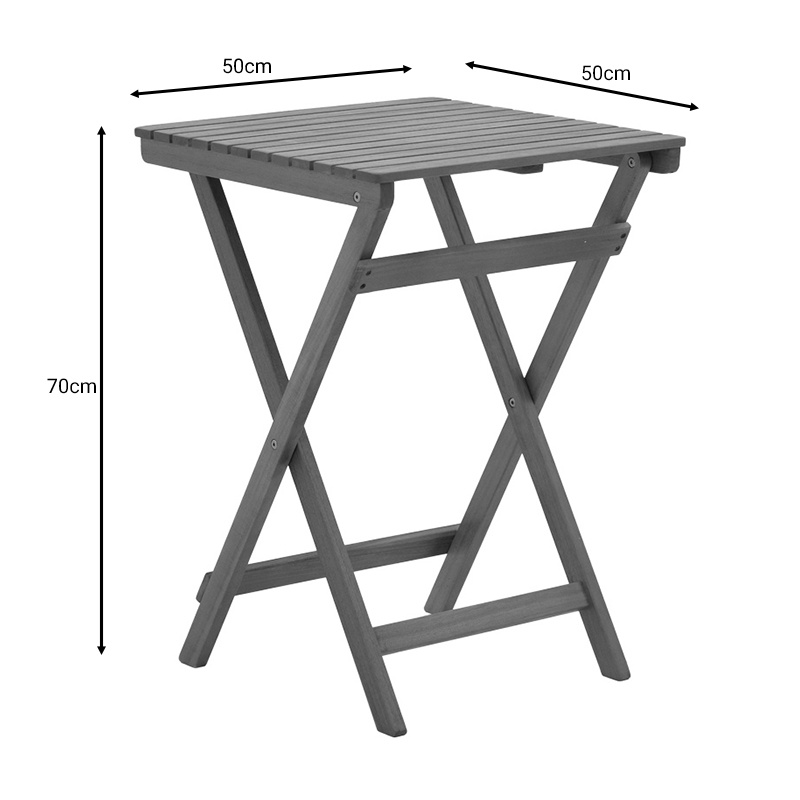 Set masa de gradina si 4 scaune, Model Recofly-Lazio, culoare natural, lemn masiv de salcam, 50x50x70 cm