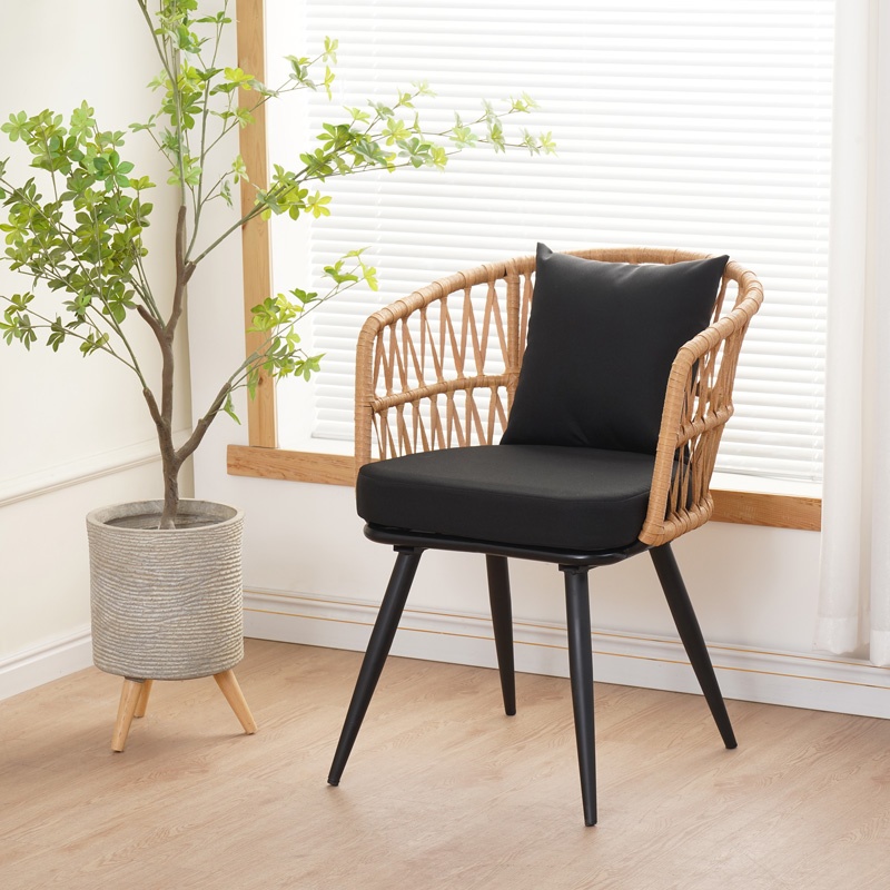 Set masă și scaune de exterior, 3 Piese, Model Naoki, Natural/Negru, 80x80x78 cm - 2 | YEO