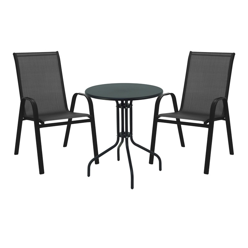 Set masă și scaune de exterior, 3 Piese, Model , Negru