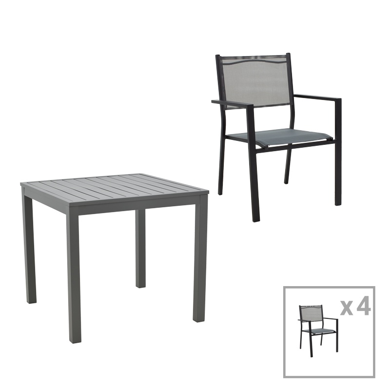 Set masă și scaune de exterior, 5 Piese, Model Moly-Kliton, Antracit, 80x80x74 cm