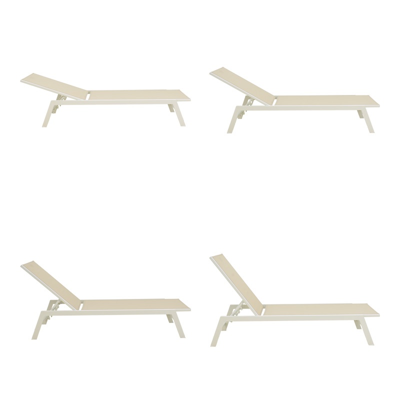 Șezlong din aluminiu si textilenă Model Boka, Alb, 60x192x31 cm - 3 | YEO