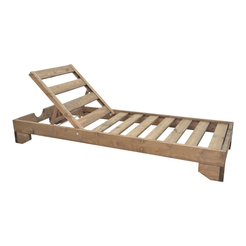 Șezlong din lemn masiv de brad Model Fendy, Nuc, 71.5x200x24 cm