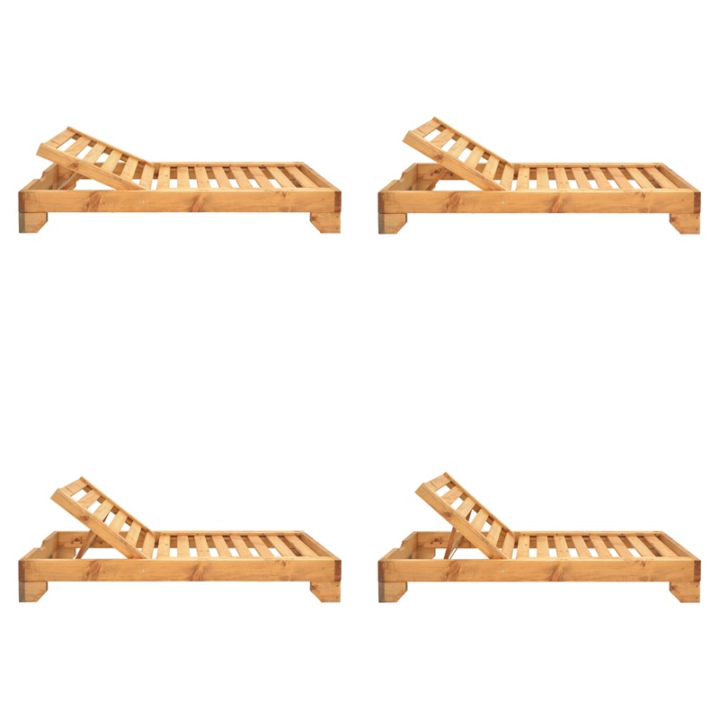 Șezlong din lemn masiv de brad Model Zalka, Natural, 66x197x28 cm - 3 | YEO
