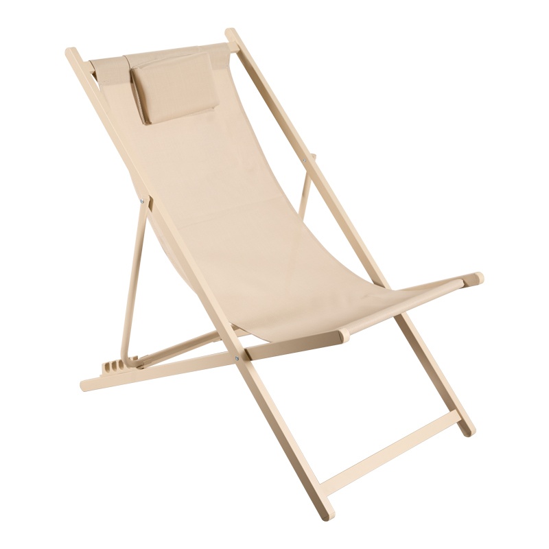 Șezlong Grădină Corte, Reglabil 5 Poziții, Aluminiu/Textilene, Champagne/Bej, 97-102x61x81-92 cm