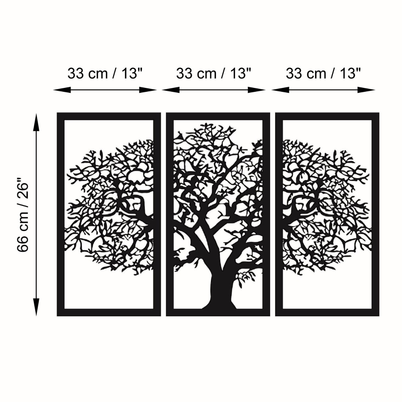 Tablou din lemn si metal Agac Negru 66x105 cm