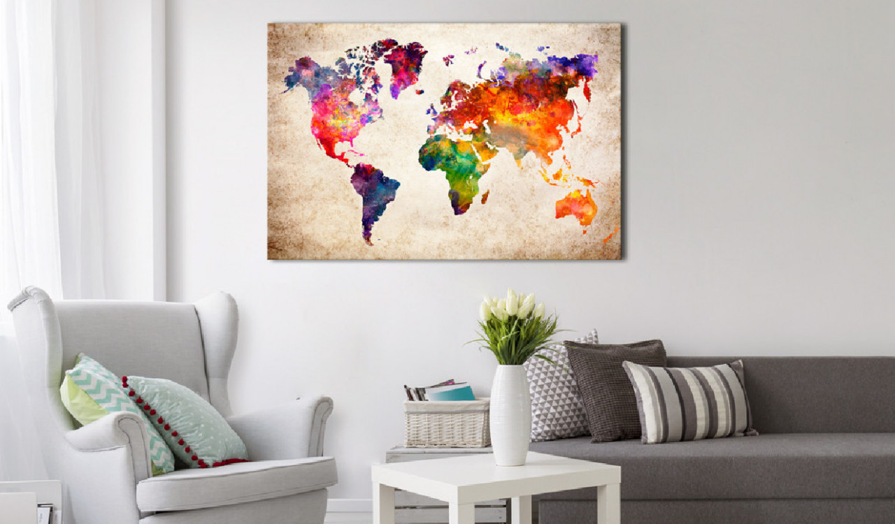 Tablou din plută - Colourful Universe [Cork Map] 90x60 cm - 1 | YEO