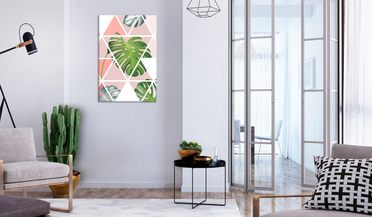 Tablou - Geometric Monstera (1 Part) Vertical 40x60 cm - 1 | YEO