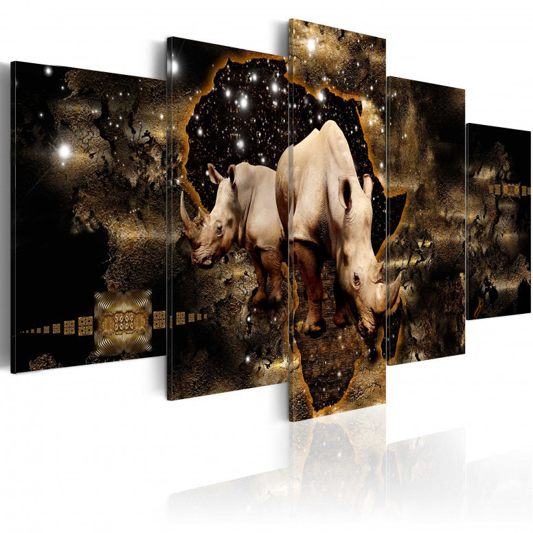 Tablou - Golden Rhino 200x100 cm