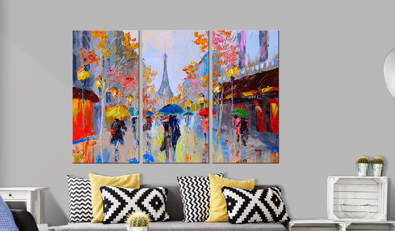 Tablou pictat manual - Rainy Paris 120x80 cm - 1 | YEO