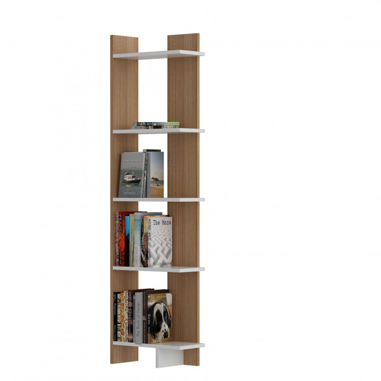 Biblioteca Model Als, Tec/Alb, 45x22x170 cm - 1 | YEO