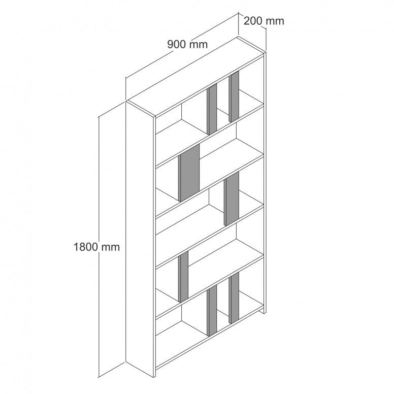 Biblioteca Model Lima, Nuc/Alb marmorat, 90x180x20 cm - 4 | YEO