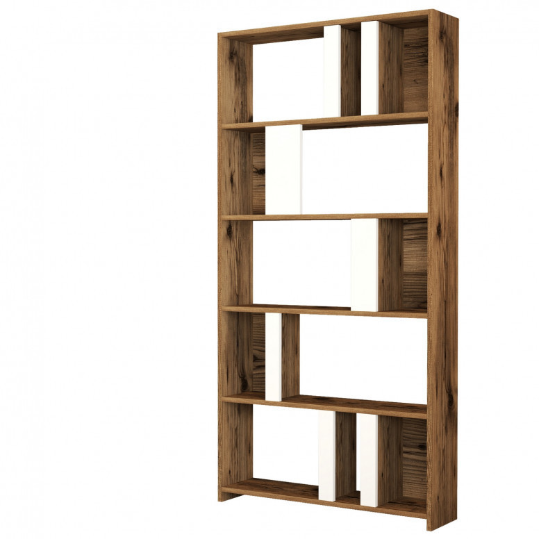 Biblioteca Model Lima V1, Nuc/Alb, 90x180x20 cm - 3 | YEO