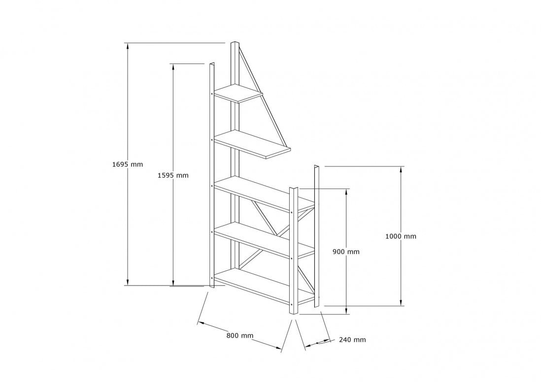 Biblioteca Salvador, Model Eagle, Stejar/Negru - 3 | YEO