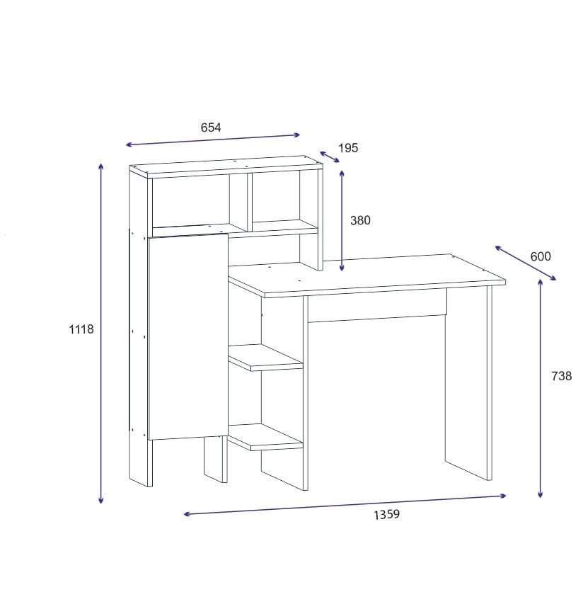 Birou Bugra Stejar 70.5x73.8x60 cm - 3 | YEO