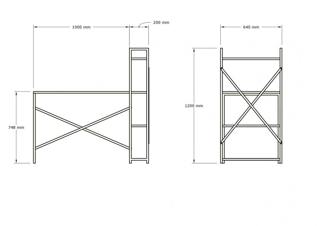 Birou cu Biblioteca Salvador, model Zernez, 120x75x60 cm, Antracit