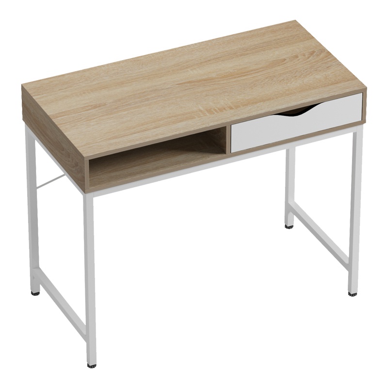 Birou Model Kama, Stejar sonoma/Gri/Alb, 95x48x76 cm - 3 | YEO