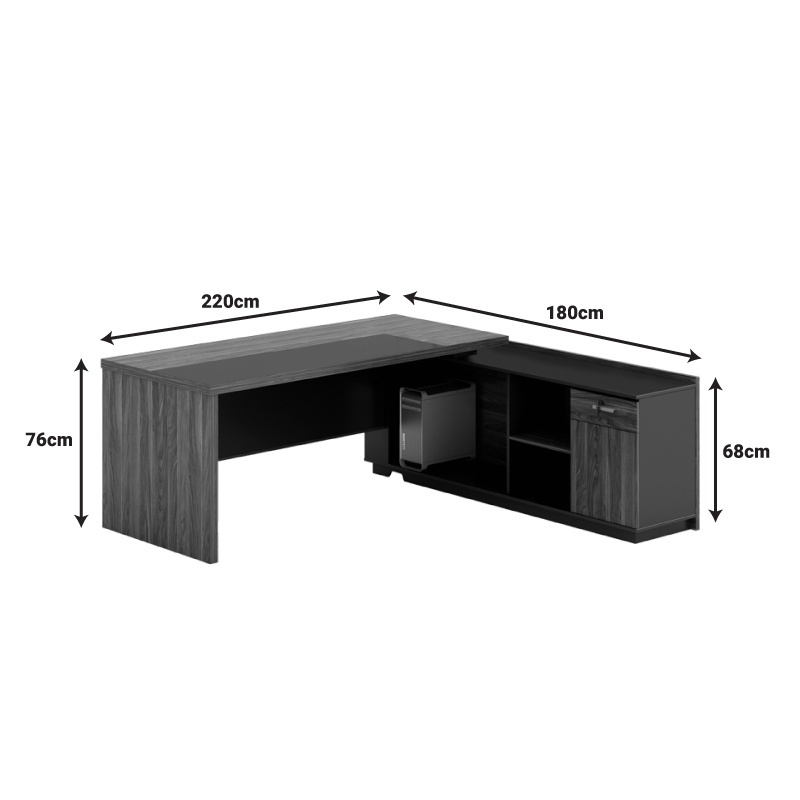 Birou profesional Model Oscar, Nuc/Antracit, 240x180x76 cm - 2 | YEO