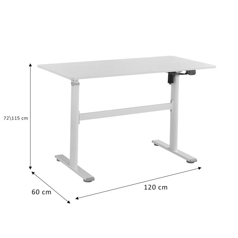 Birou reglabil pe inaltime Karla alb 120x60x72/115cm