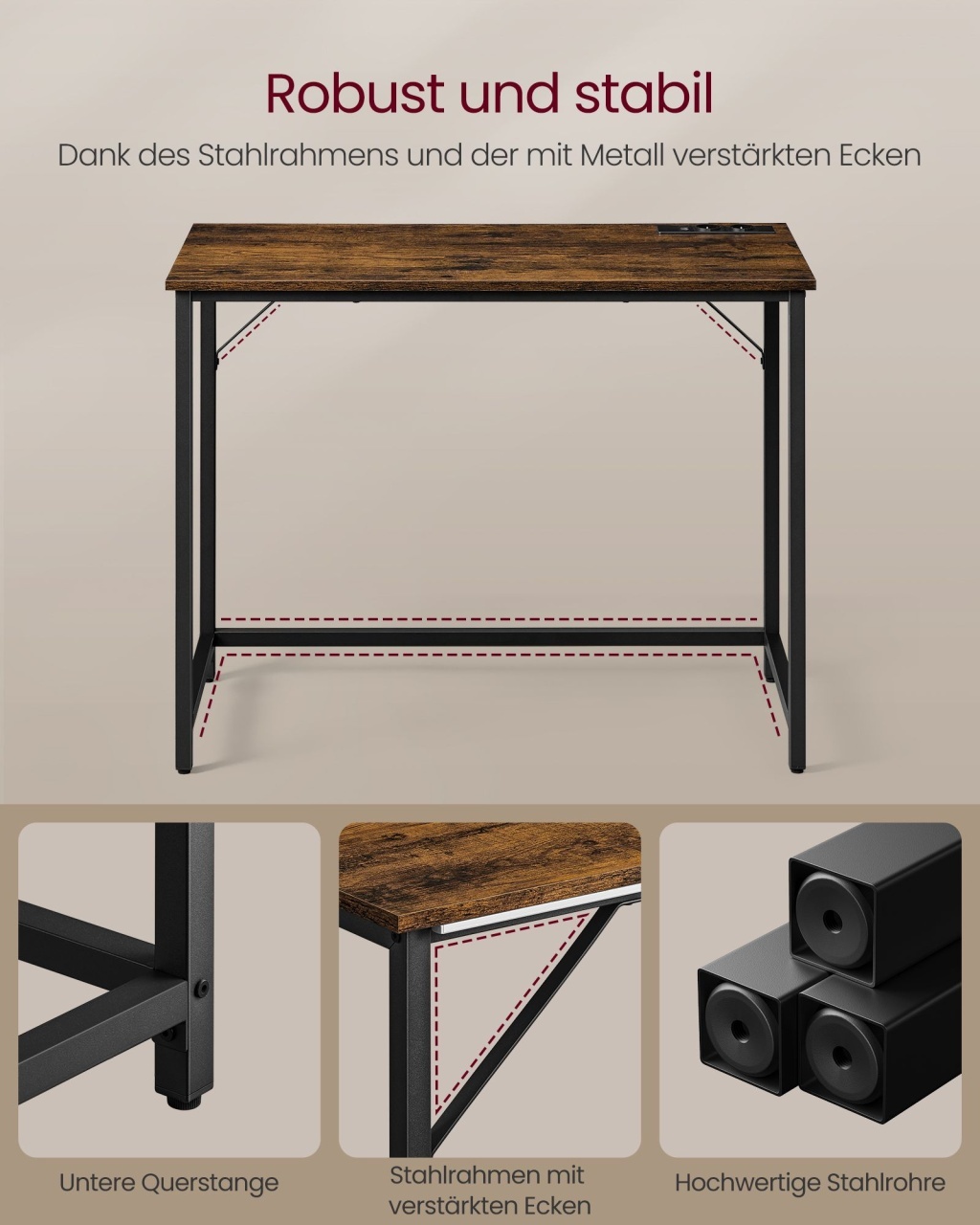 Birou Vasagle Maro 100x50x75.5 cm - 3 | YEO