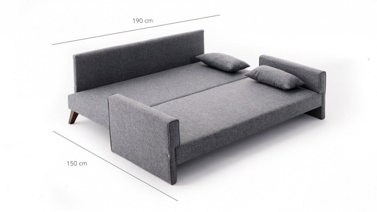 Canapea Extensibila, 3 Locuri Bella Sofa Bed Gri