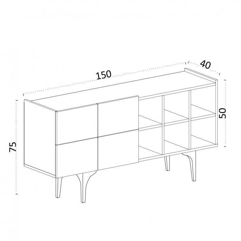 Comoda Model Alpha, Alb, 150x40x75 cm - 4 | YEO