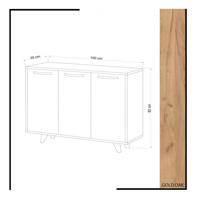 Comoda Model Piffa, Stejar/Alb, 100x35x82 cm