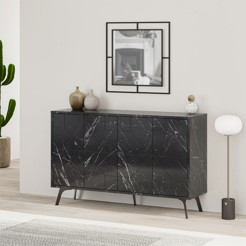 Comoda Model Ursula, Negru marmorat, 123x35x77.5 cm - 1 | YEO