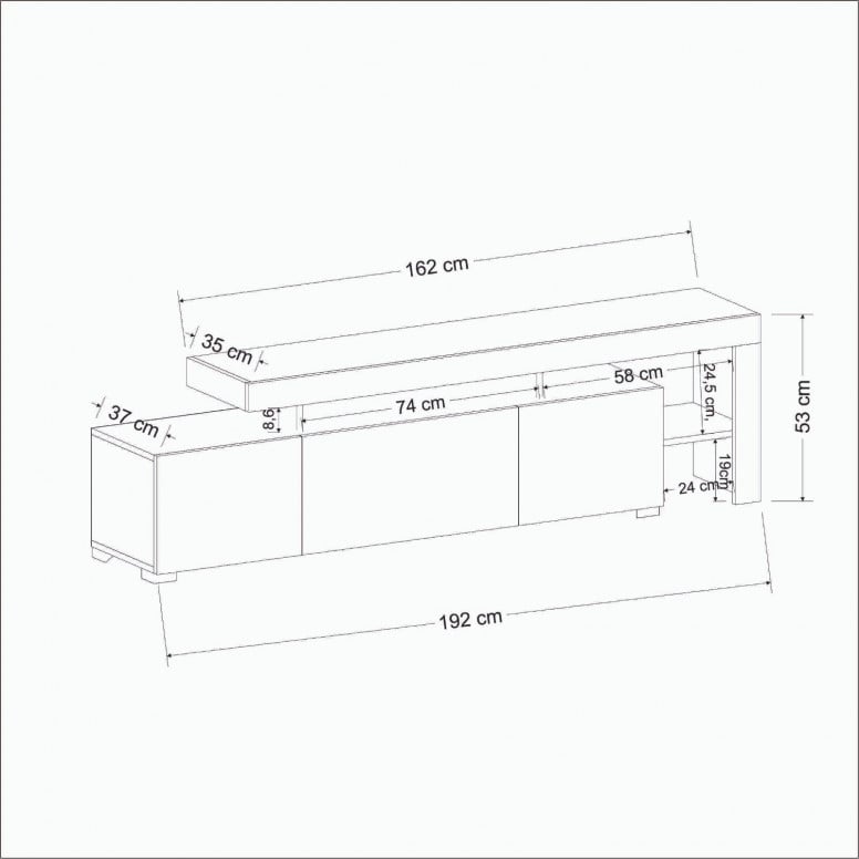 Comoda TV Salvador, Model Beliz, 192x53x37 cm, Antracit - 2 | YEO