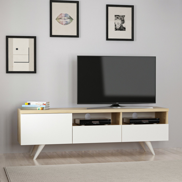 Comoda TV Salvador, Model Brüksel, 150x46x35 cm, Alb - 2 | YEO