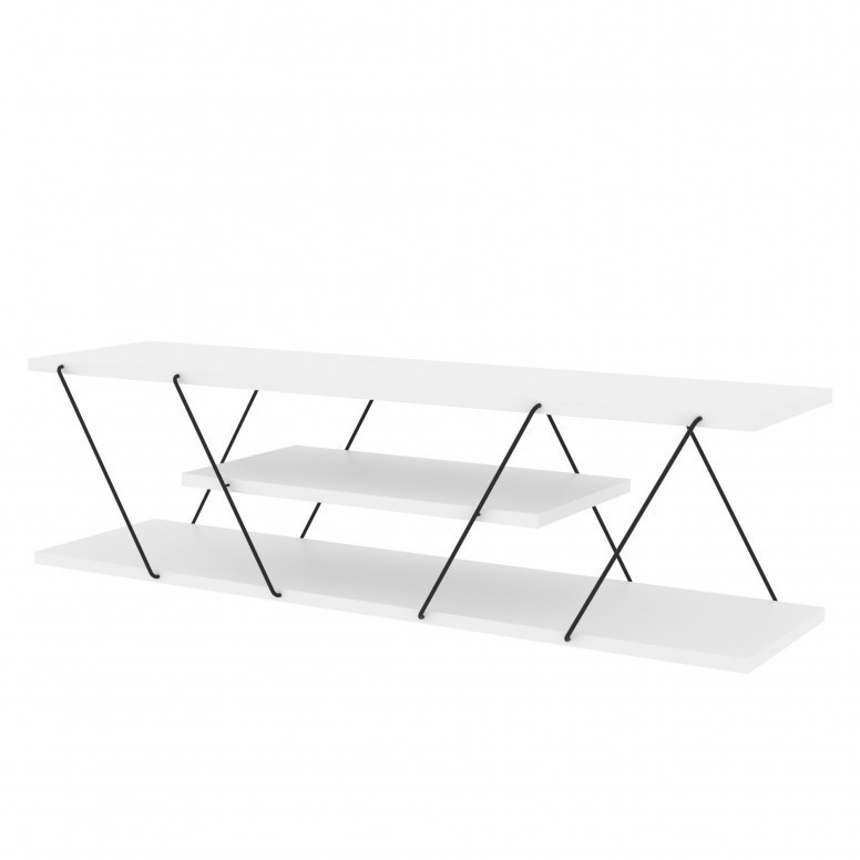 Comoda TV Salvador, Model Canaz, 120x33x30 cm, Alb/Negru - 2 | YEO