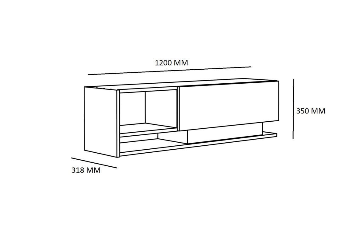 Comoda TV Salvador, Model Damla, 120x35x31.8 cm, Alb