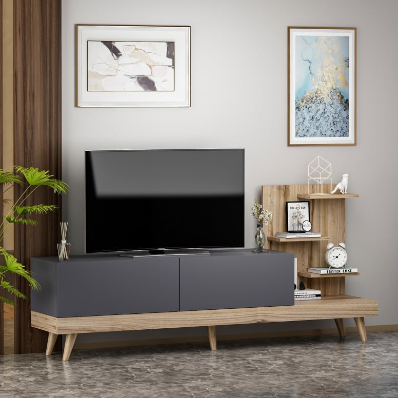 Comoda TV Salvador, Model Dizayn, 180x82x37 cm, Nuc/Mov - 1 | YEO