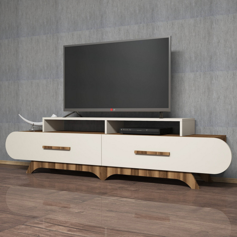 Comoda TV Salvador, Model Flora, 205x50x36.8 cm, Nuc/Crem