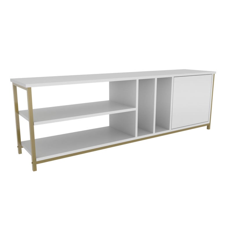 Comoda TV Salvador, Model Oneida, 140x50.8x35.3 cm, Auriu/Alb - 3 | YEO