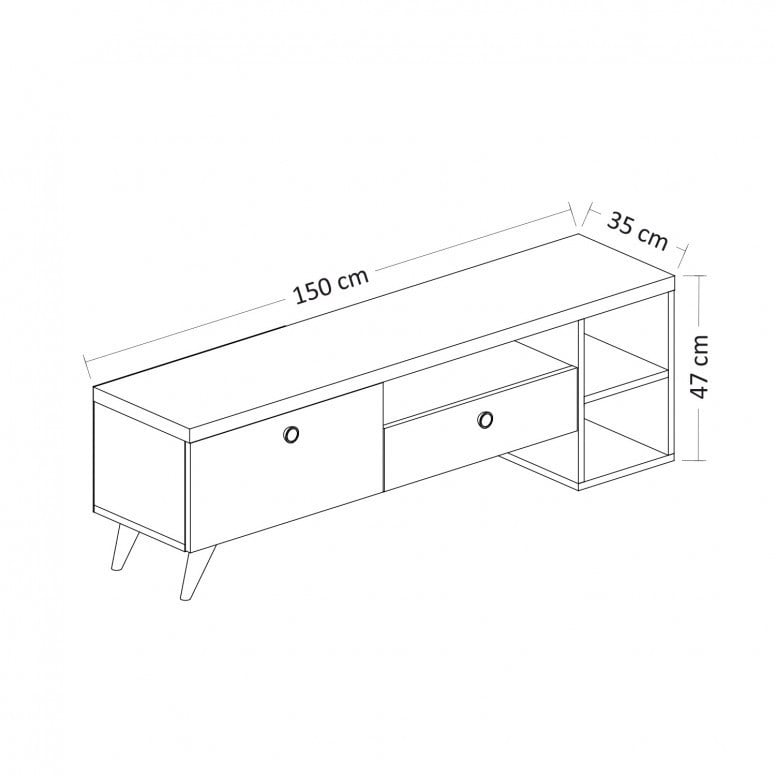 Comoda TV Salvador, Model Parion, 150x47x35 cm, Negru/Stejar