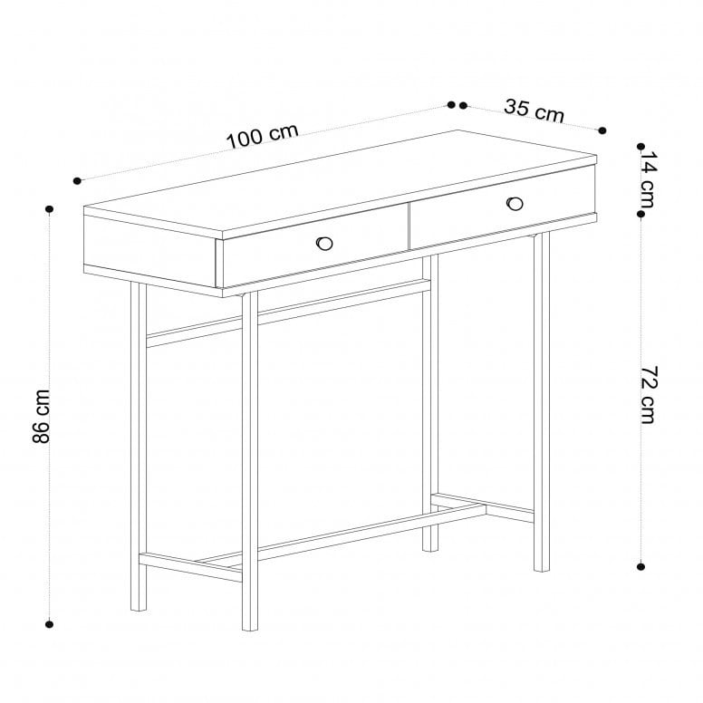 Consola Model Esta, Stejar/Negru, 100x35x86 cm